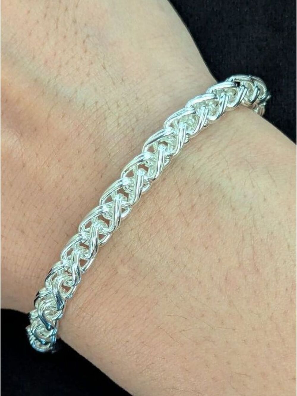 925 Sterling Silver Braided Chain Bracelet 6mm